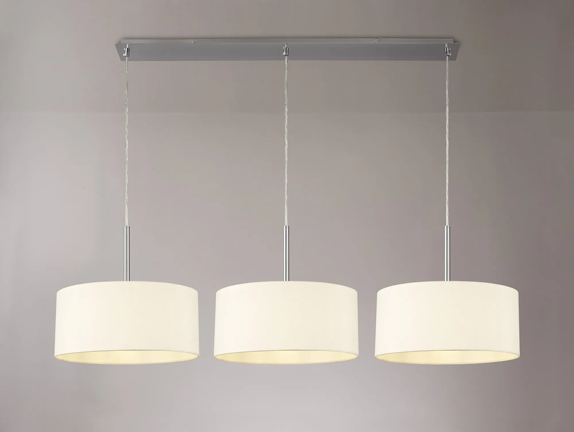 Baymont 40cm Shade 3 Light Pendant Satin Nickel, Ivory Pearl/White DK0593  Deco Baymont SN IV